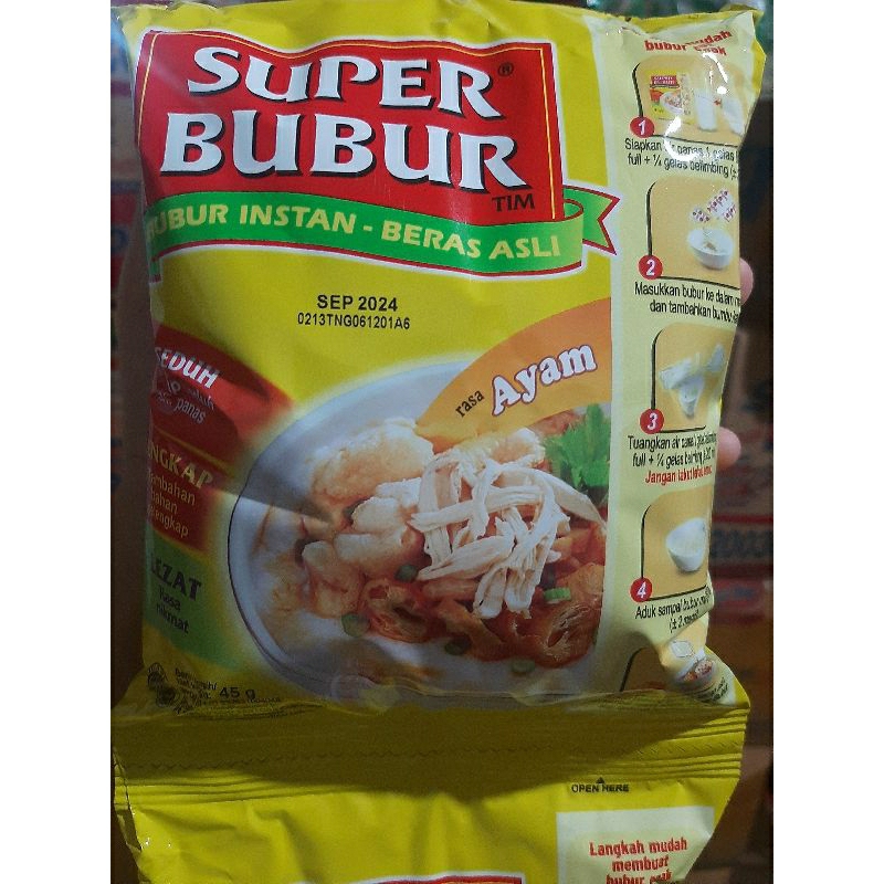 

(5 PCS) SUPER BUBUR RASA AYAM 45 GRAM BUBUR INSTAN BERAS ASLI