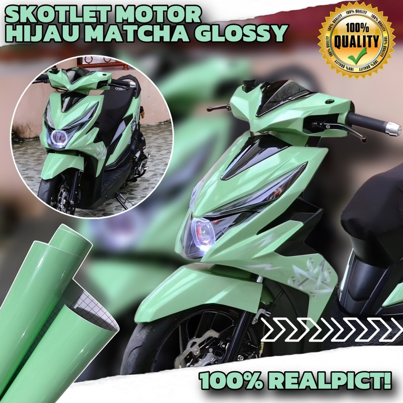skotlet hijau matcha glossy stiker motor hijau muda pastel glossy