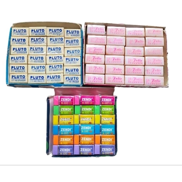 

(12 pcs) penghapus /eraser/stip pensil putih/color kecil K1, 1 lusin