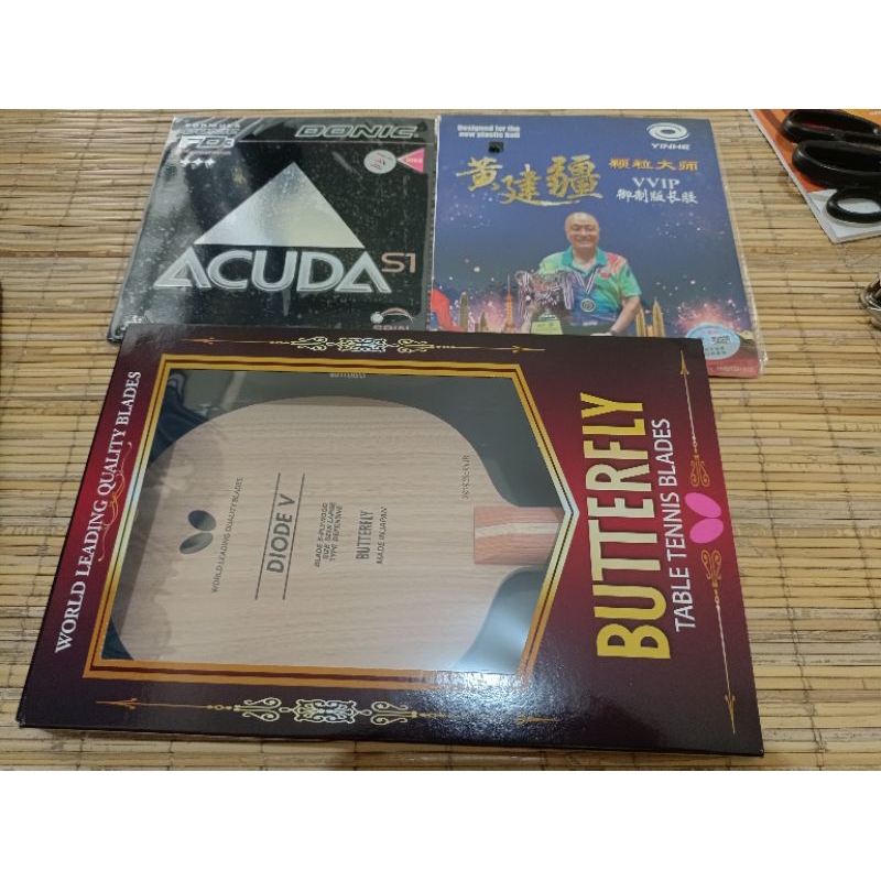 PAKET BET TENIS MEJA BUTTERFLY DIODE V PLUS DONIC ACUDA ORIGINAL