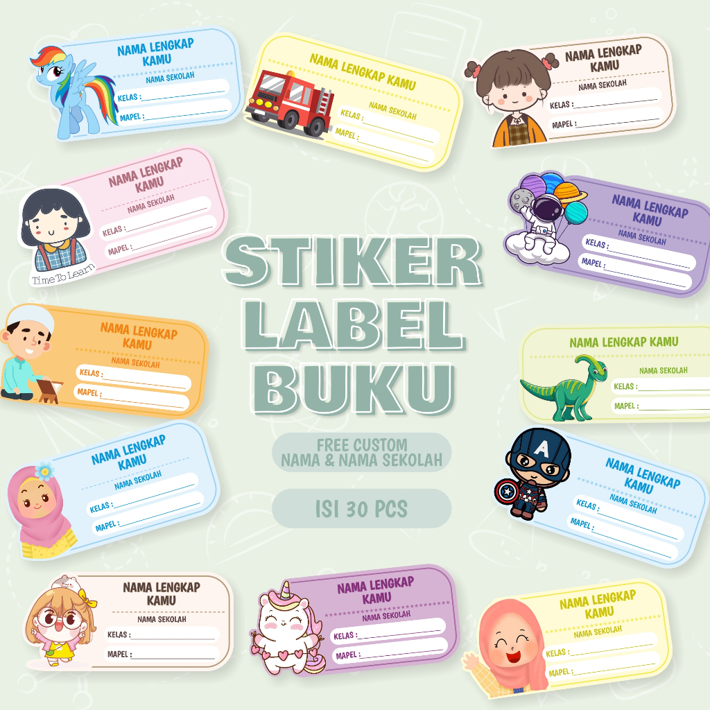 

(ISI 32 PCS) Stiker Label Nama Buku Anak Custom | Stiker Buku Custom | Stiker Label Buku Anak | Stiker Buku Sekolah