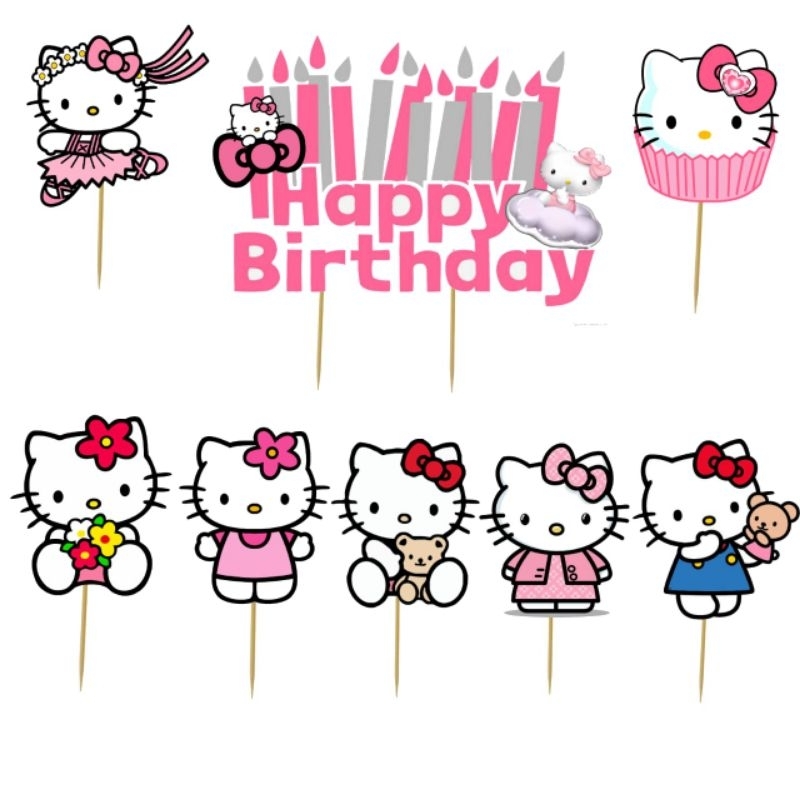 Topper Cake / Hiasan Kue Tambah Nama,Motif Hello Kitty