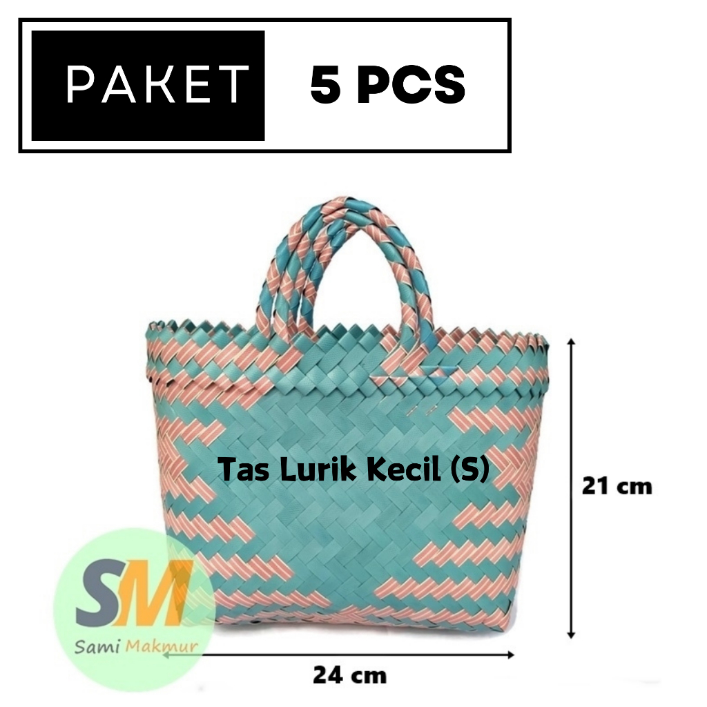 

PAKET HEMAT 5 PCS Tas Anyaman Plastik LURIK KECIL (S) Belanja Parcel Bingkisan Muat Kotak Nasi
