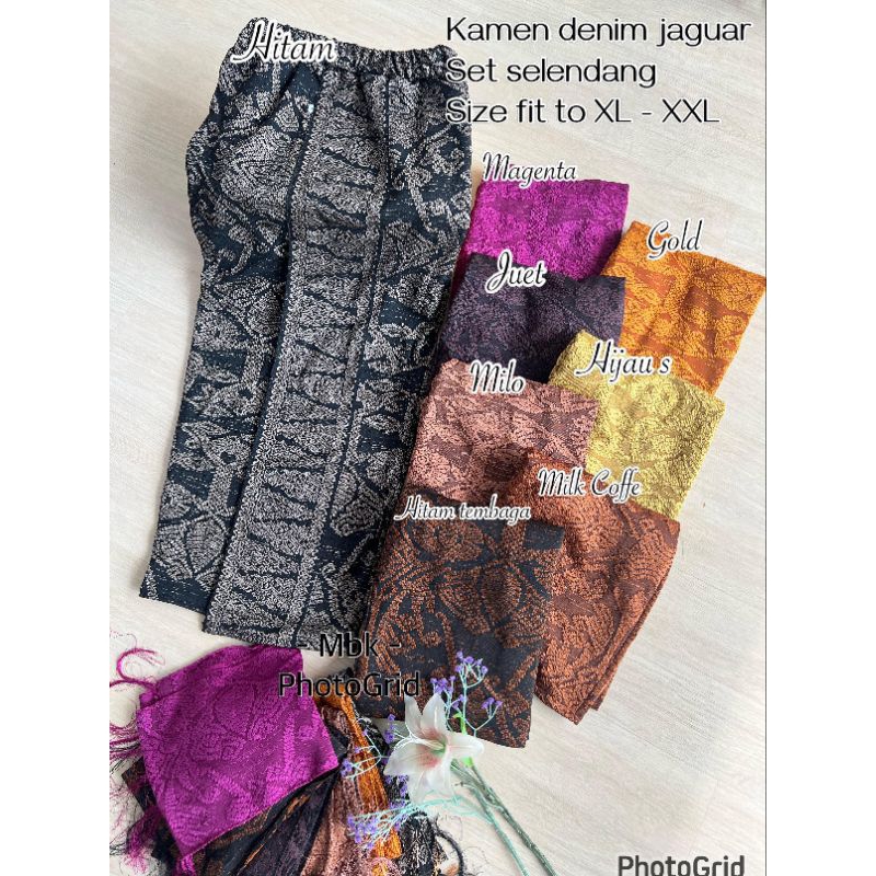 KAMEN DENIM JAGUAR SET SELENDANG