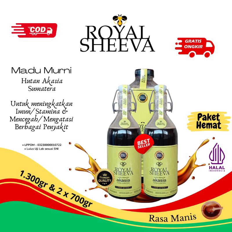 

madu royal sheeva premium madu murni halal mui madu hutan akasia paket hemat 2.800 gr lulus uji lab