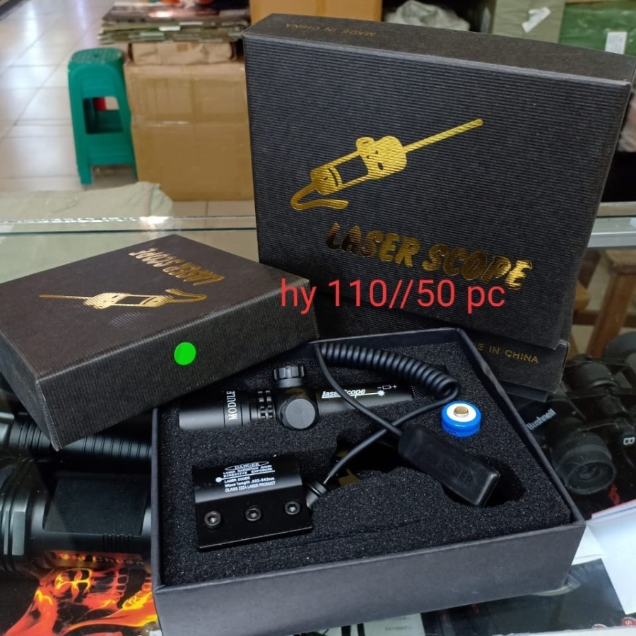 【COD】803 Laser Senapan Nyala Hijau dan Merah Scope Siang Malam Fullset Laser Scope Pointer