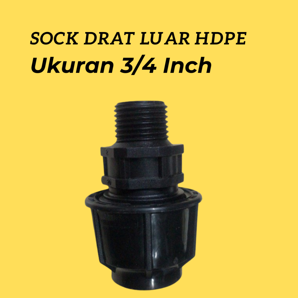 Sambungan Pipa Hdpe Sok Drat Luar Ukuran 3/4 Fitting Pe