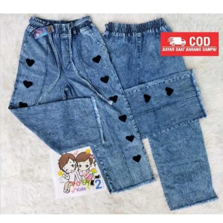 Promo Menarik Kulot Love Anak Perempuan Kulot Love Jeans Anak Perempuan Kekinian