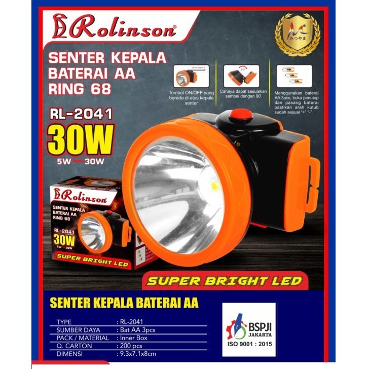 Senter Kepala LED 30 Watt Rolinson Headlamp 30W Super Terang - SYS