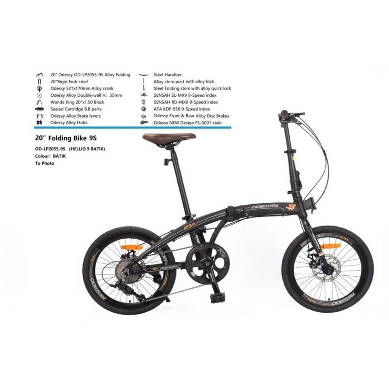 Sepeda Lipat Odessy Hellio 9 Speed 20 Inch
