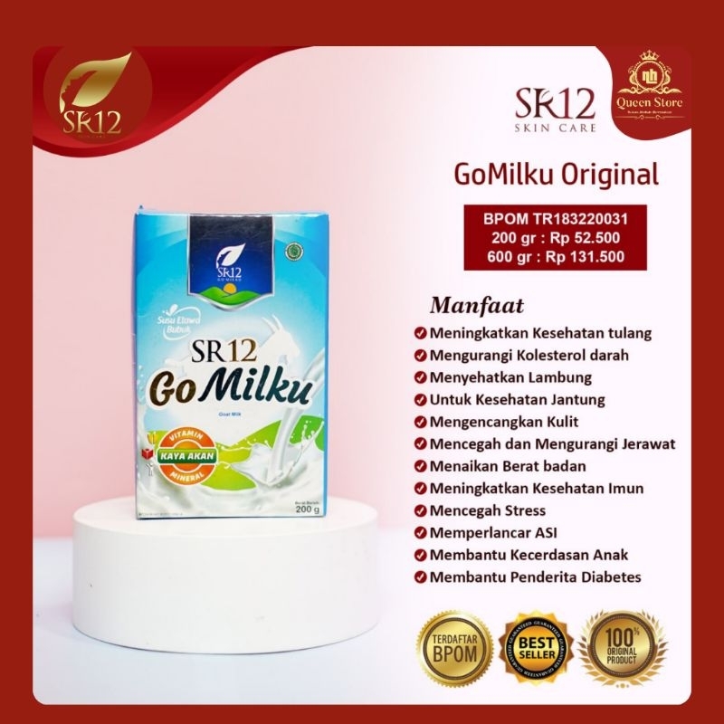 

Go Milku SR12 Susu Gomilku Bubuk Kambing Etawa Vanila Original 200g - 600g Best Seller Premium