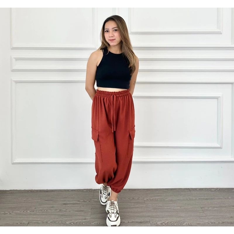 JOGER KOREAN PANTS STYLE JOGER CARGO KNIT AROMALIN PREMIUM