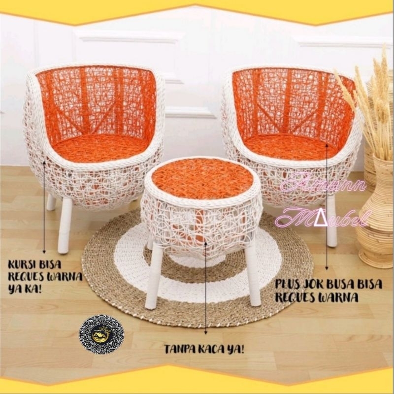 Kursi Teras Depan Rumah Minimalis/Kursi Teras Santai RattanSintetis Model Teras Brekele