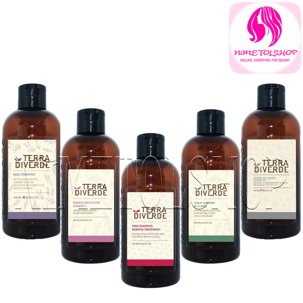 ❤️ NIMETOLSHOP ❤️ SINERGIA Terra Diverde Shampoo 250ml Almond Daily Platinum Silver Keratin Tea Tree