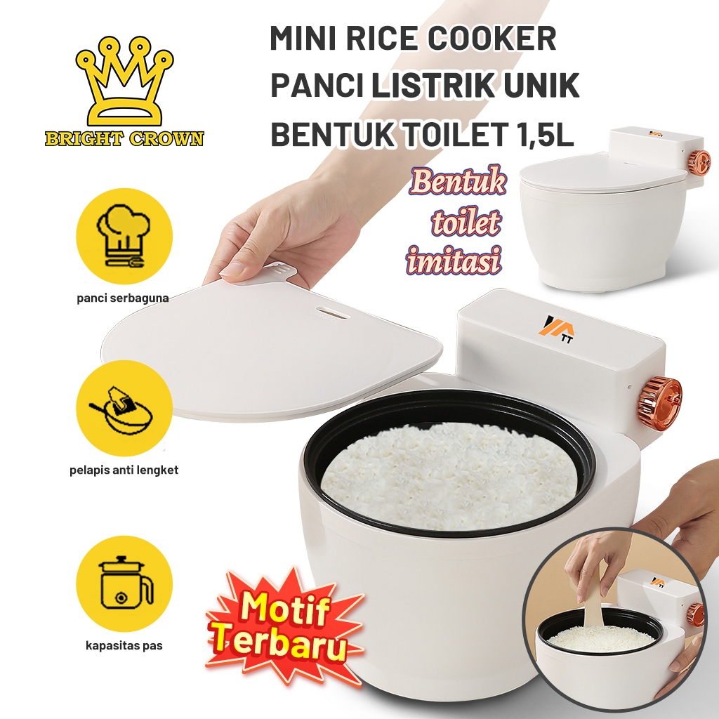 YATT by Bright Crown Panci Listrik 1.5L Unik Bentuk Toilet / Rice Cooker Mini Elektrik Multifungsi