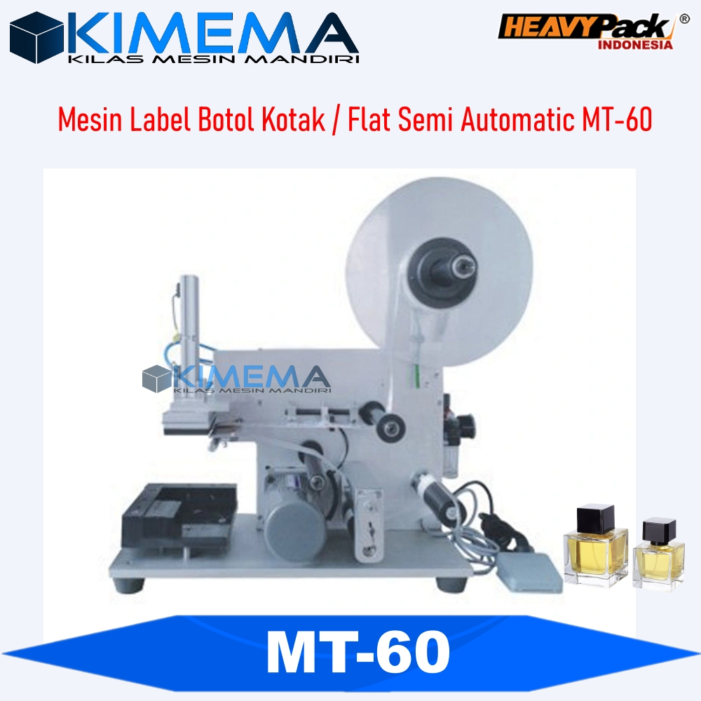 Mesin Labelling sticker Botol Flat Botol Datar Semi-Auto MT-60 Heavypack
