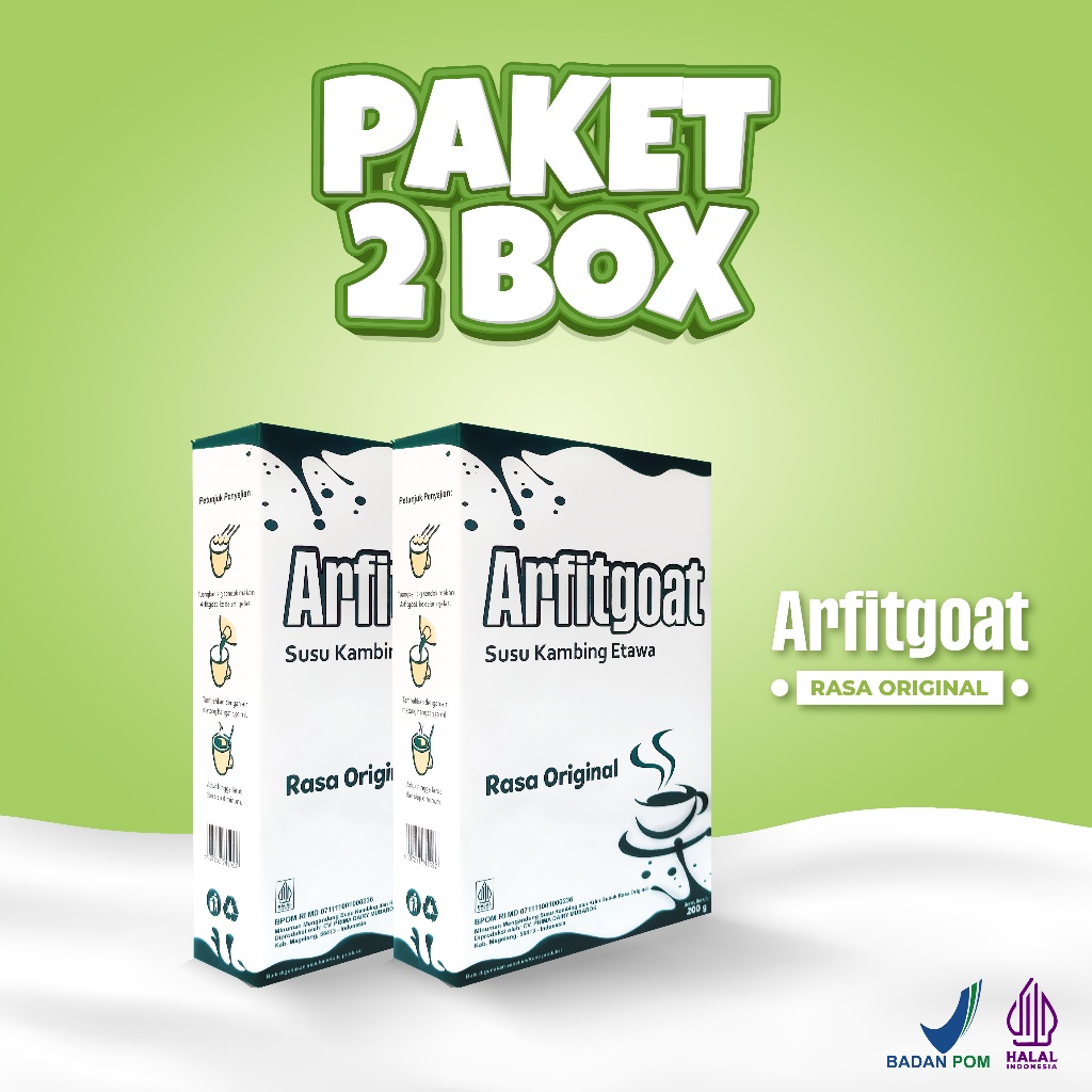 

ARFITGOAT [Paket 2 Box] Susu Kambing Etawa AFITGOAT Original Putih Rasa Original Atasi Masalah Nyeri Sendi dan Tulang BPOM