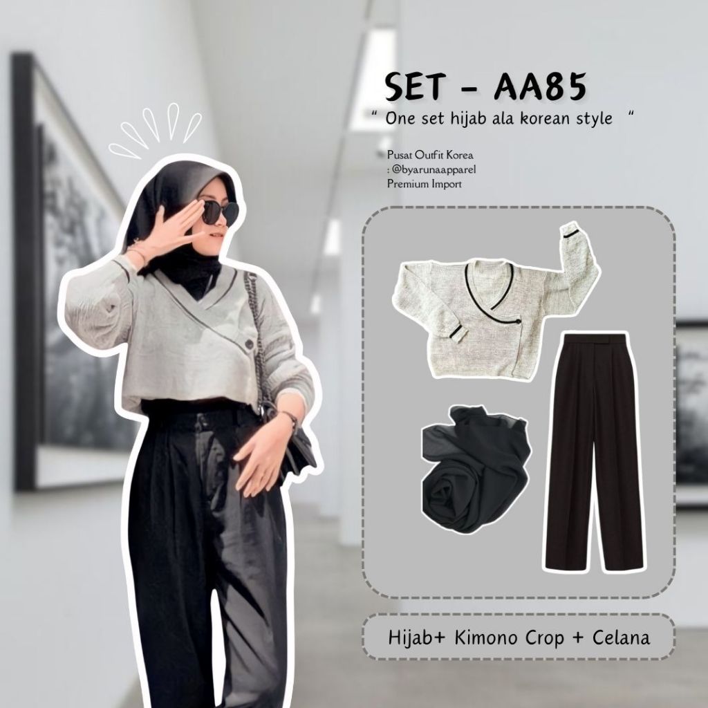 One Set Hijab Premium OOTD Hijab Korean Style Outfit Study Tour Kampus Nongkrong One Set Anak Peremp