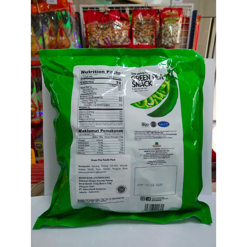 

RB Oriental Green Pea Snack 8x14g Camilan Kacang Polong Vegan Kacang Pis