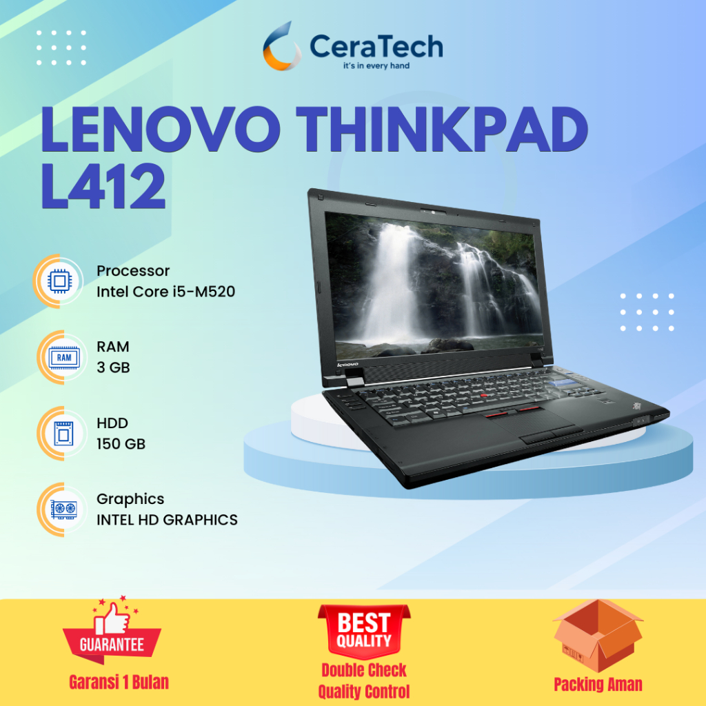 Laptop Lenovo Thinkpad L412 Core i5 Gen 1 RAM 3GB HDD 150GB