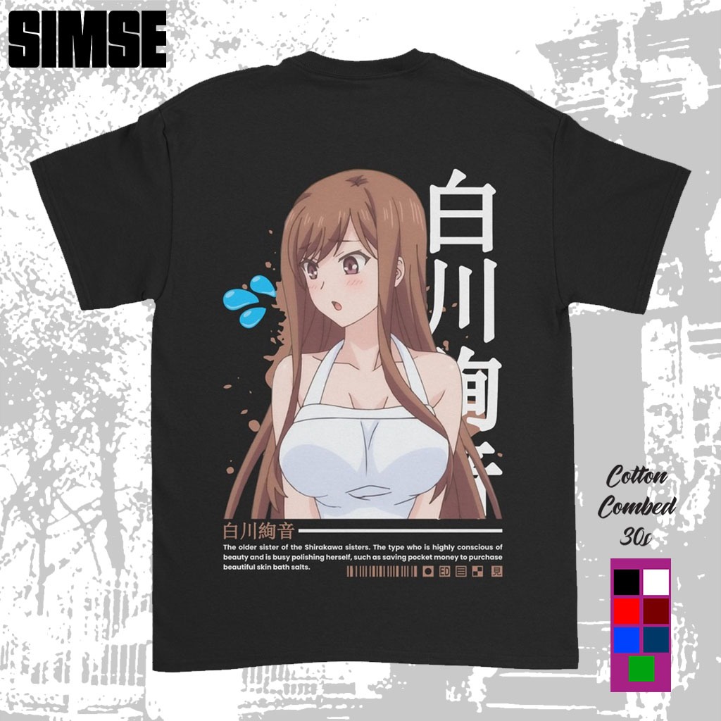 Baju Kaos Pria Dewasa Sablon DTF SHIRAKAWA AYANE OVERFLOW Kaos Anime Jepang SIMSE.ID