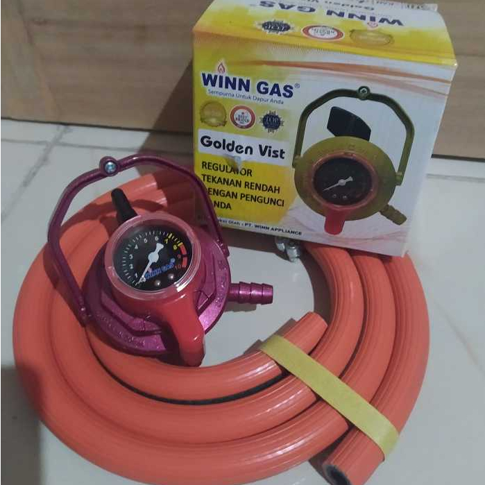 Regulator  EKSKLUSIF Twin Lock WINN GAS W 800 M Selang gas LPG 700 PSI Untuk Kompor Gas LPG Pertamin