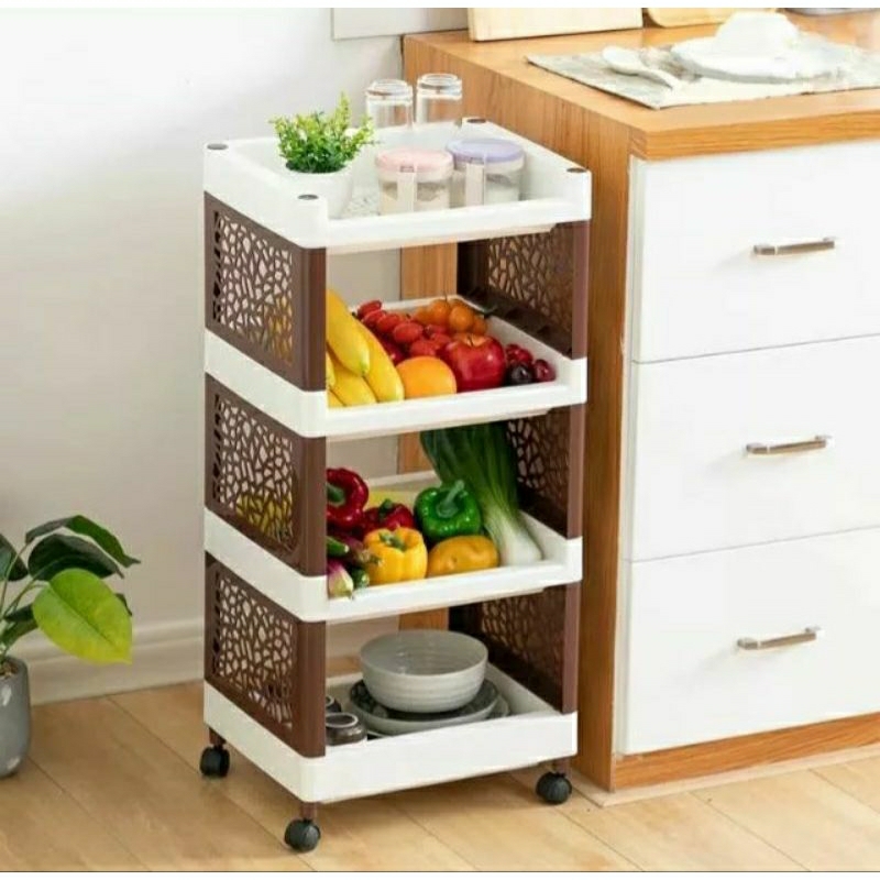 Rak Plastik 4 susun / Rak Dapur 4 susun bahan plastik tebal berkualitas