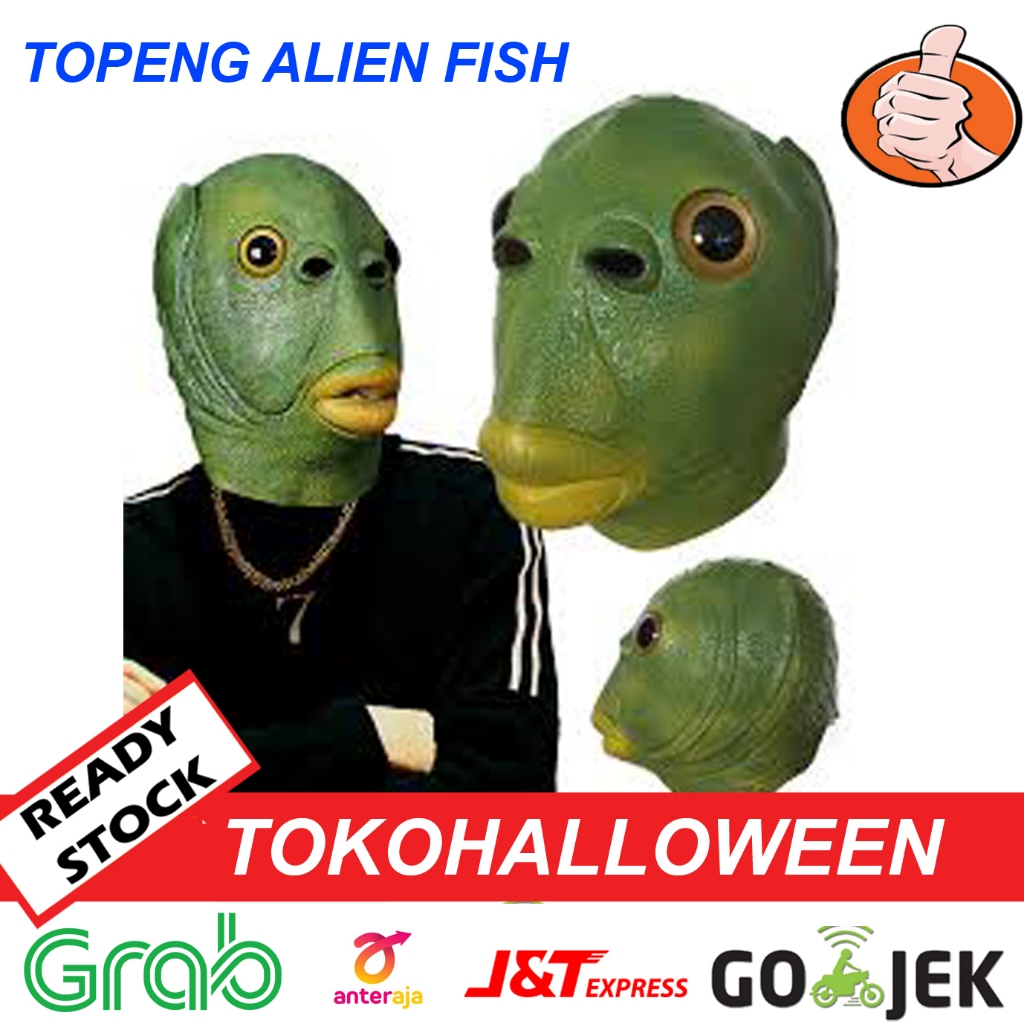 topeng alien topeng ikan hijau lucu viral tiktok