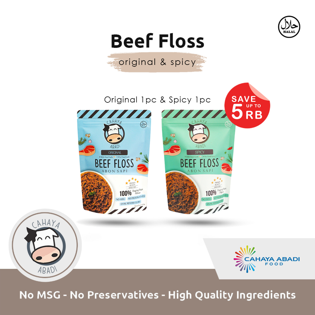 

Cahaya Abadi Abon Sapi Mix Variants Original - Spicy ( Double Pack )