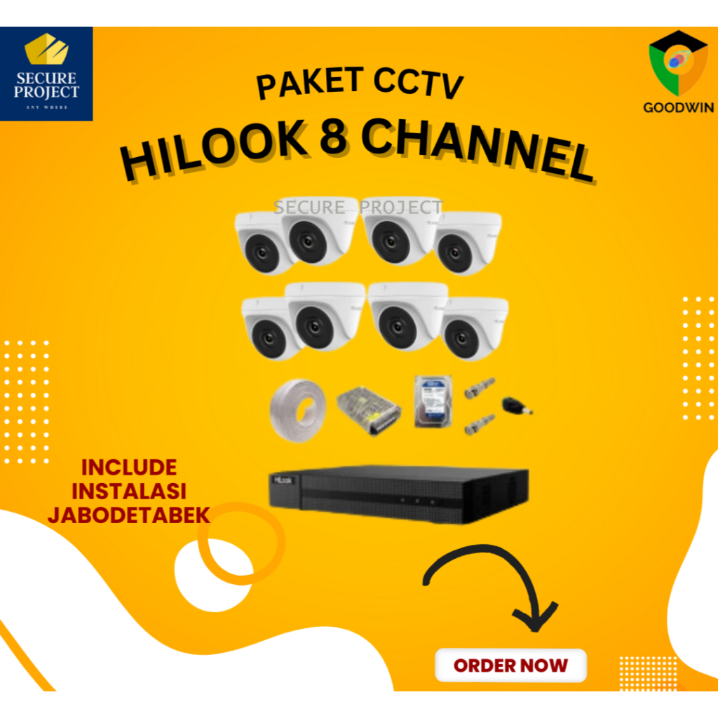 PAKET CCTV HILOOK 8 KAMERA/CCTV HILOOK 8 CHANNEL