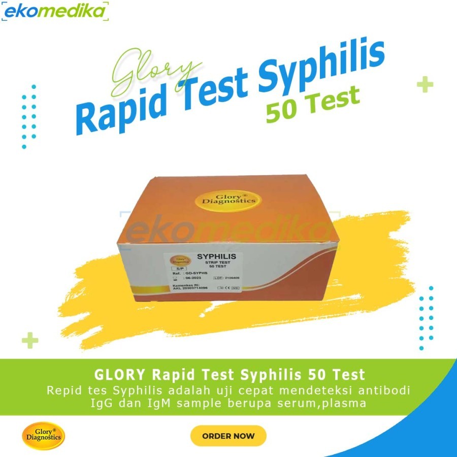 Rapid Test Syphilis Strip GLORY Test Sipilis isi 50 Test (Serum/Plasma)