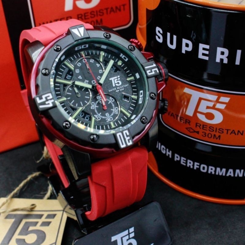 JAM TANGAN ANALOG CHRONOGRAPH T5 H 3757 ORIGINAL BERGARANSI WATER RESISTANT