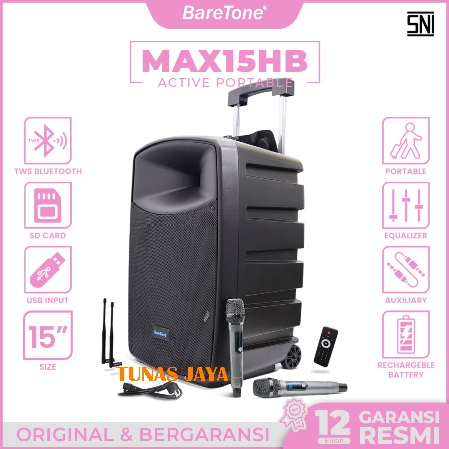 SPEAKER PORTABLE BARETONE MAX 15HB 600WATT SPEAKER WIRELESS BARETONE MAX15HB