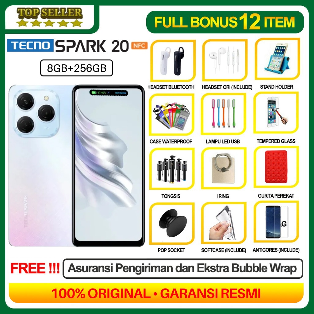 Tecno Spark 20 Pro PLus 8/256 GB | Spark 20 Pro 12/256 GB | Spark 20 NFC | Spark 20c NFC  8/256 8/128 4/128 Ram 8GB +8GB* / 4GB+4GB Rom 256gb 128gb Garansi Resmi-2