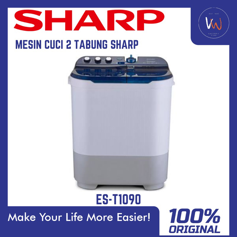 Mesin Cuci Sharp 2 Tabung ES-T1090 / Mesin Cuci Sharp 10 KG