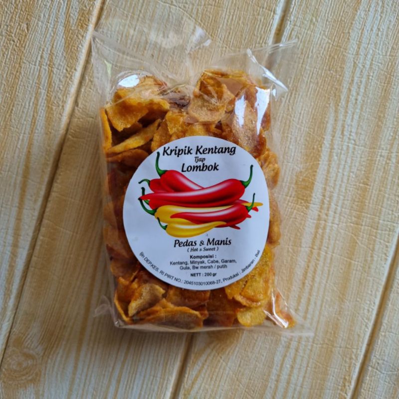 

Keripik Kentang Pedas Manis Tjap Lombok 200gr