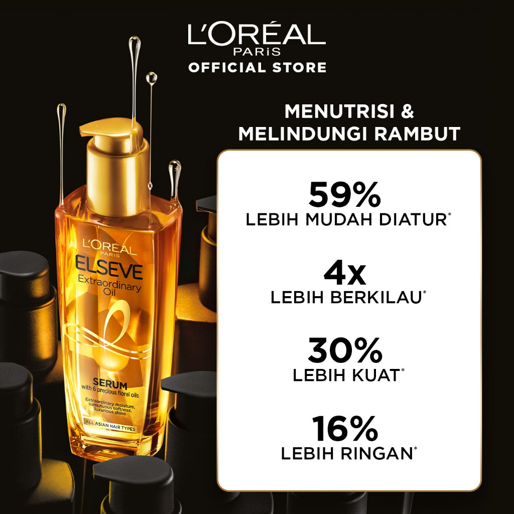 L'Oreal Paris Elseve Extraordinary Oil Gold Hair Treatment Serum - 30ml - Perawatan Rambut Loreal Dengan 6 Ekstrak Bunga Image 2
