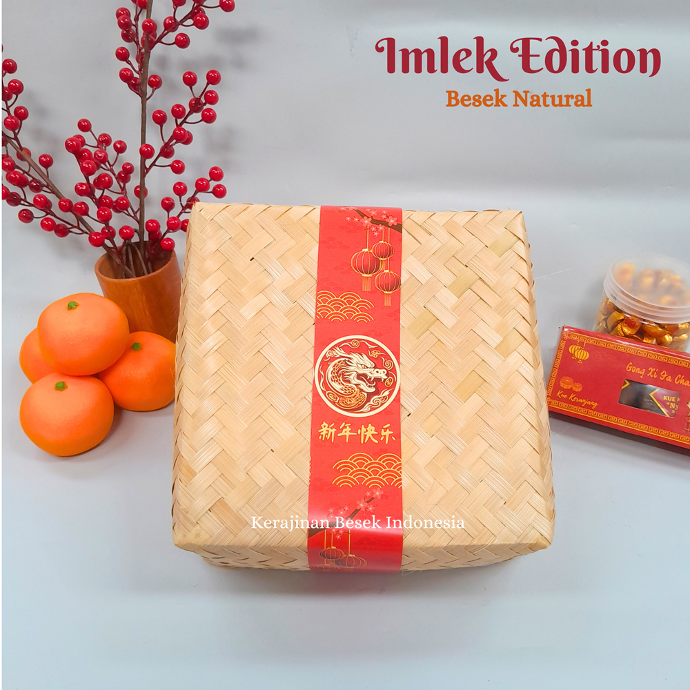 

EDISI IMLEK 2024 BOX HAMPERS Chinese New Year Besek natural aneka ukuran tag Kue keranjang jeruk mandarin