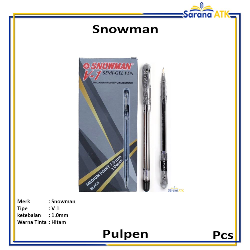 

Snowman - Pulpen V1 1.0mm Tinta Hitam - Pcs
