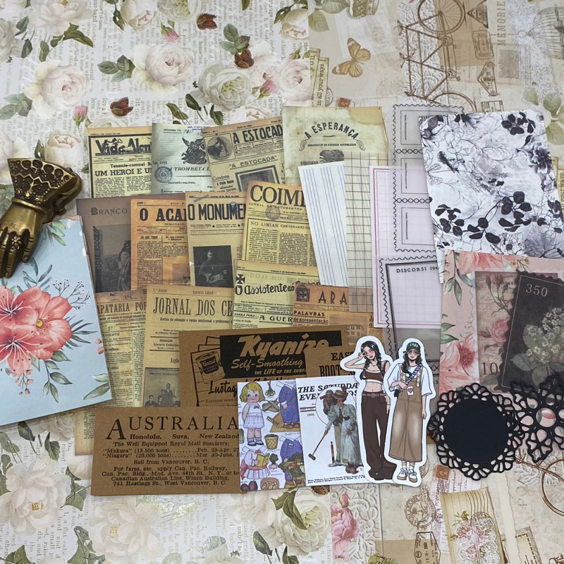 

Vintage Ephemera Pack untuk Journal Bujo Scrapbook