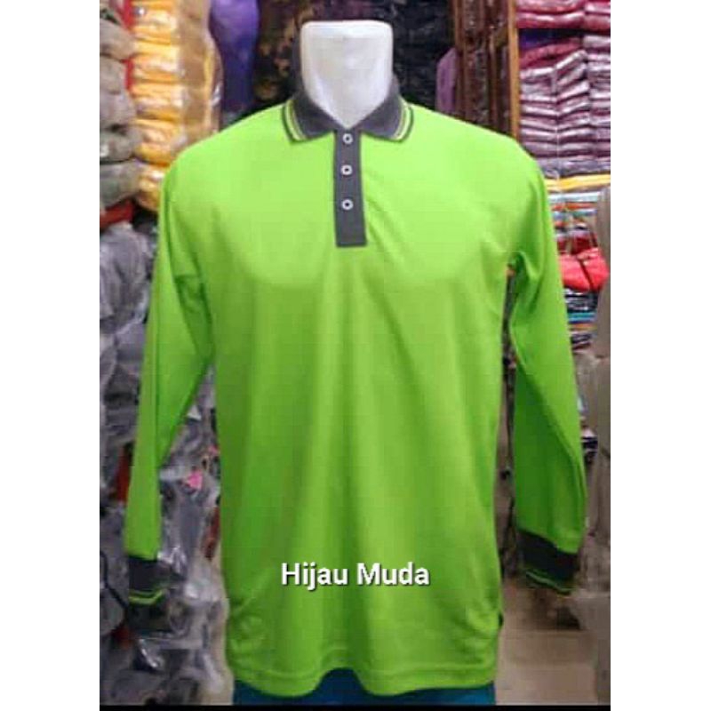 Kaos Polo Panjang Hijau Muda / Stabilo
