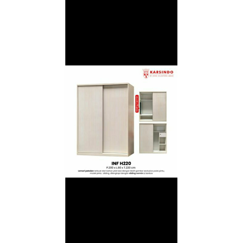 Lemari Pakaian Sliding Door Plat Besi Import