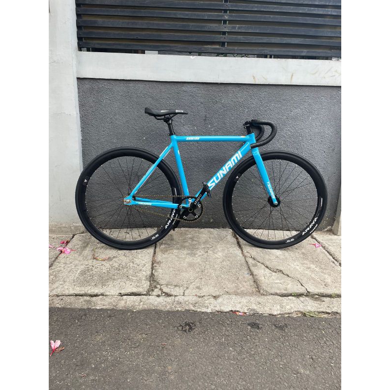 fullbike Sepeda Fixie Tsunami SNM 100 Biru langi original