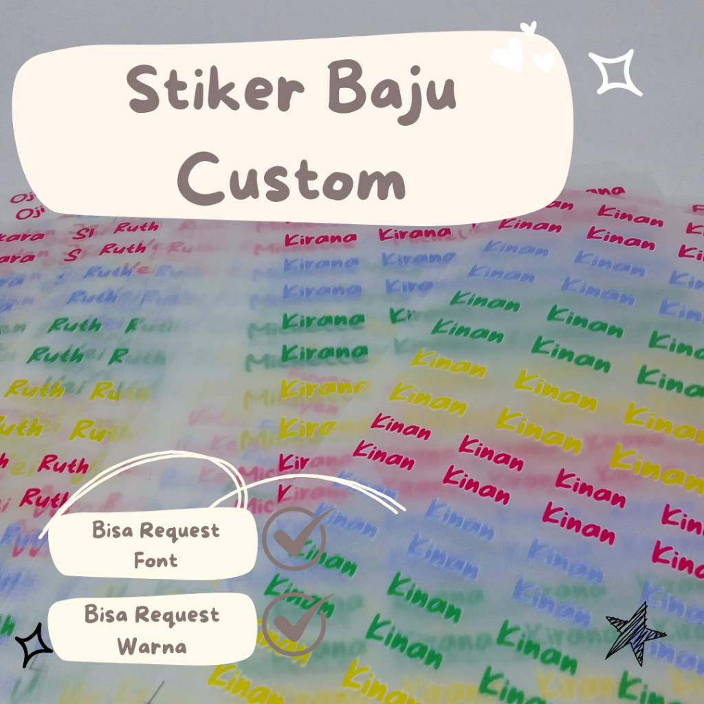 

Label Sticker Iron on Sticker Baju Stiker Baju Label Baju Nama Sablon Setrika Nama