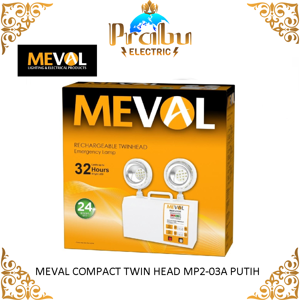 Lampu emergency LED meval Twin Head - Putih meval