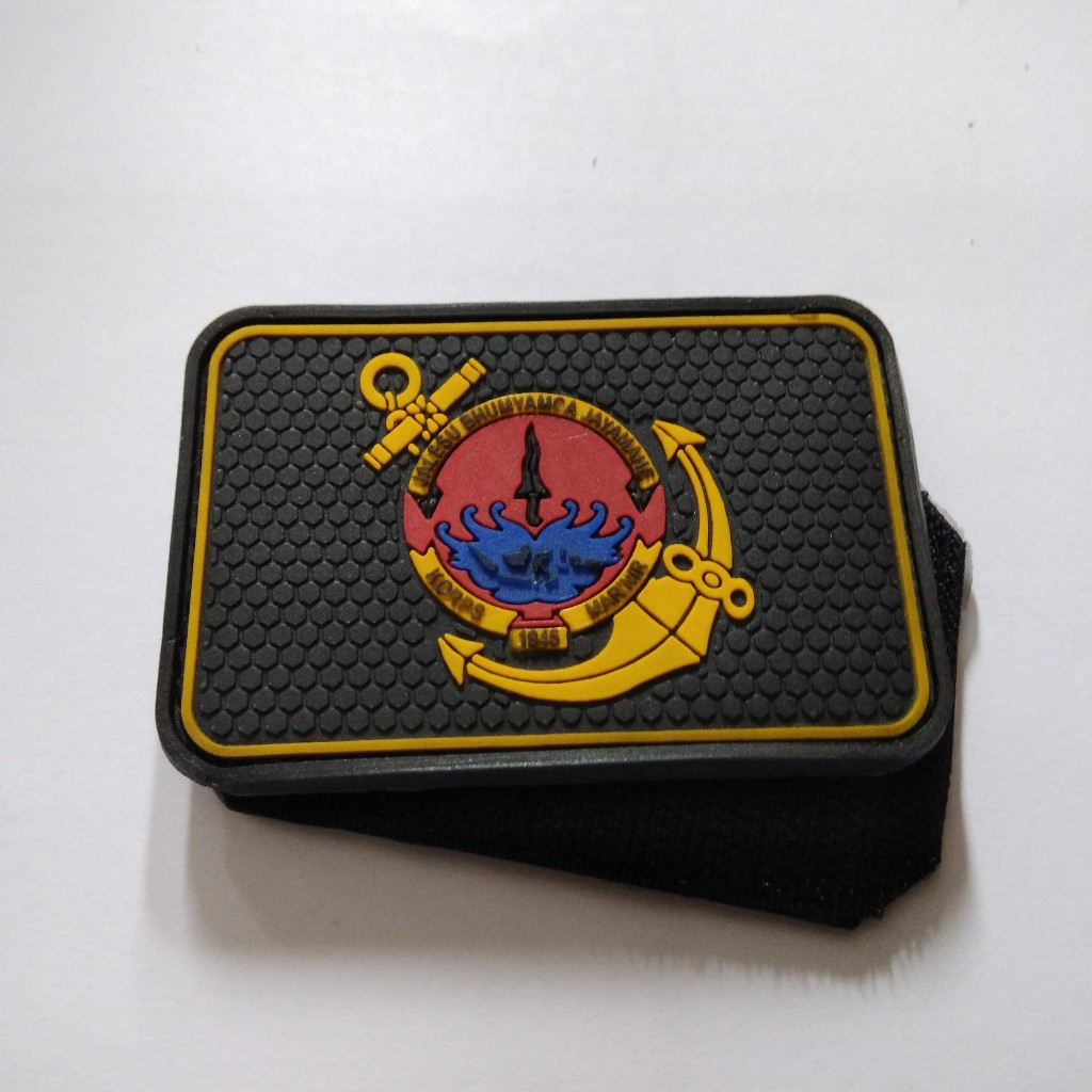 Patch Rubber Logo Marinir / Emblem Tempelan Velcro