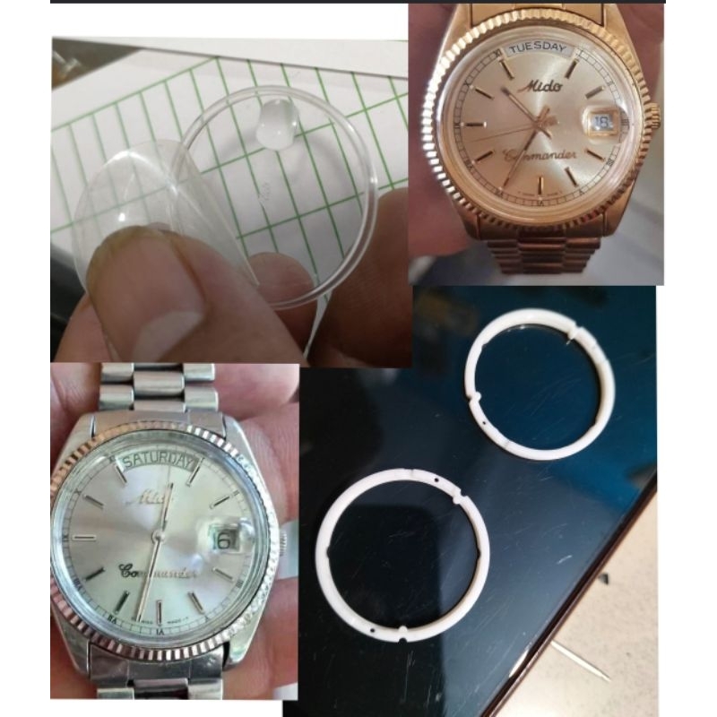 Kaca Mido  dan Ring Mesin Tanggalan Hari Mido Presiden Commander Chronometer