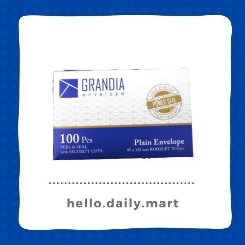 

Amplop Putih 104 Grandia // Bgain panjang ukuran 95 x 152mm isi 100 Pcs sudah ada lem