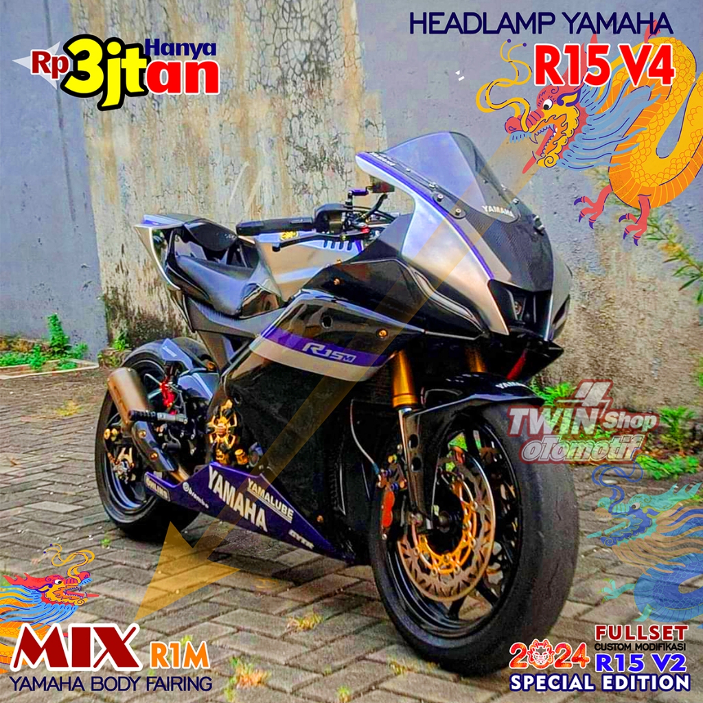 FULLSET BODY CUSTOM R15 V2 SPECIAL EDITION HEADLAMP R15V4 MIX BODY R1M, BODY R15V2