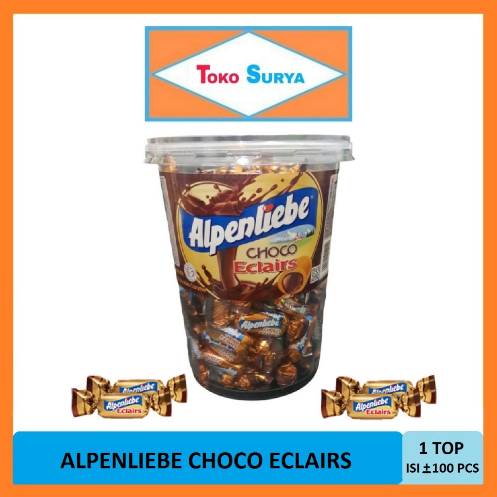 

Alpenliebe Choco Eclairs Permen Rasa Cokelat Karamel 1 Toples Isi 100 Butir